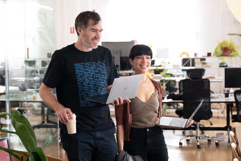 Sarah and Jason in the office