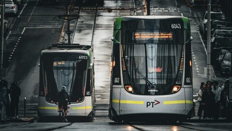 Two Melbourne trams