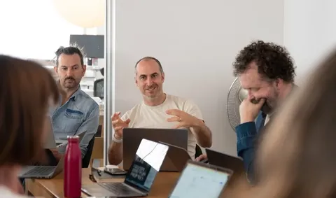 Andrew talking to the team